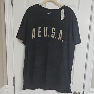 Men's American Eagle Outfitters Black/Gray/Green Camo Tee with AE USA Print